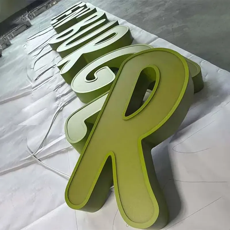 Bar channel letters gold trim warm glow sign